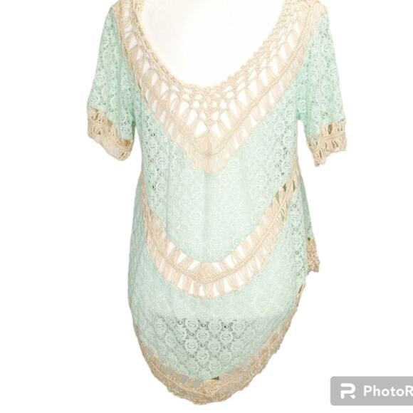 Women's Umgee Bohemian  Teal lace with Crochet‎ trim - Picture 3 of 3